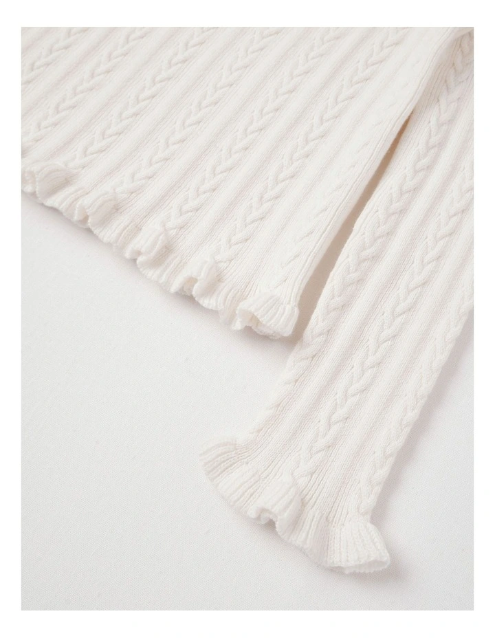 Long Sleeve Cable Knit Top in Cream image 4