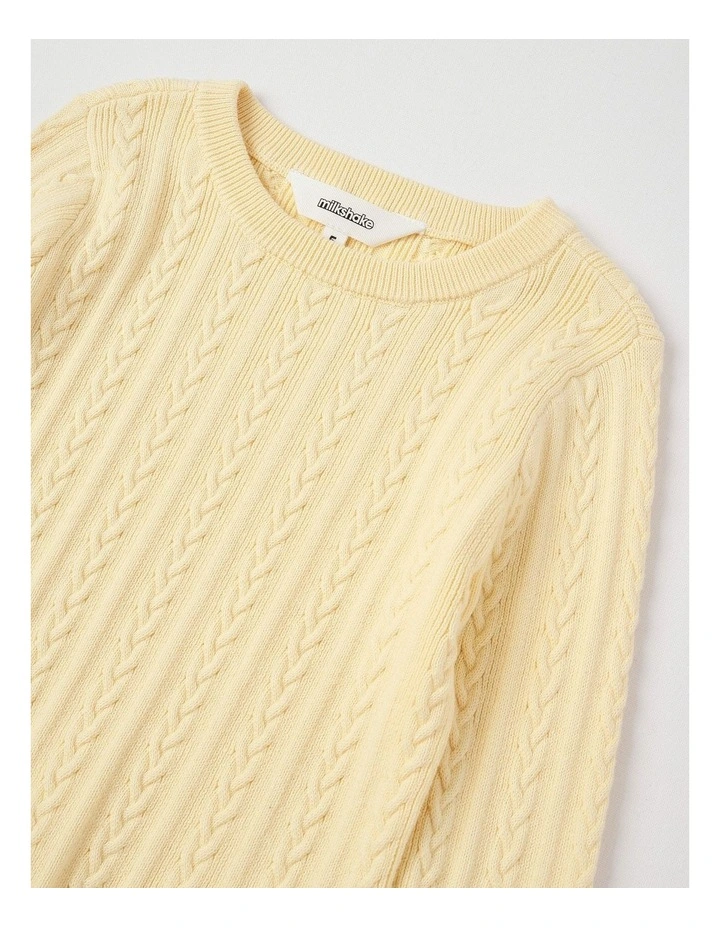 Cable Knit Top in Yellow image 2