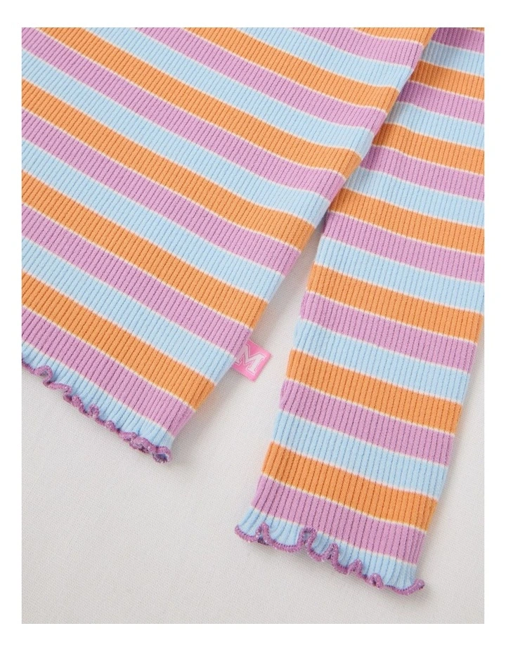 Long Sleeve Ruffle Rib Top in Multi Stripe image 4
