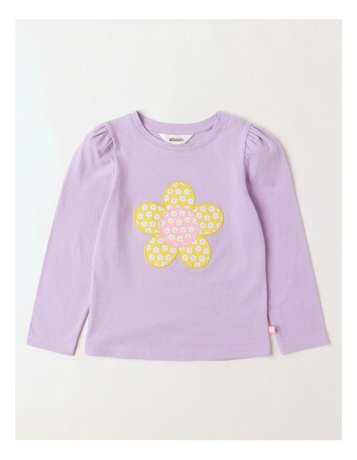 Long Sleeve Applique Heart Tee in Pink image 1