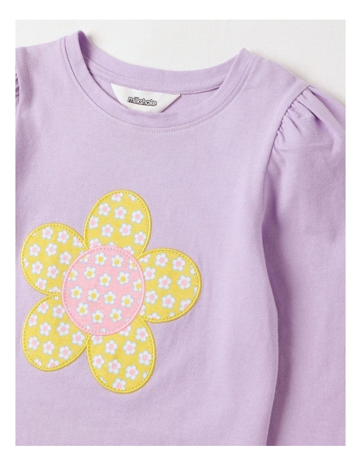 Long Sleeve Applique Heart Tee in Pink image 2
