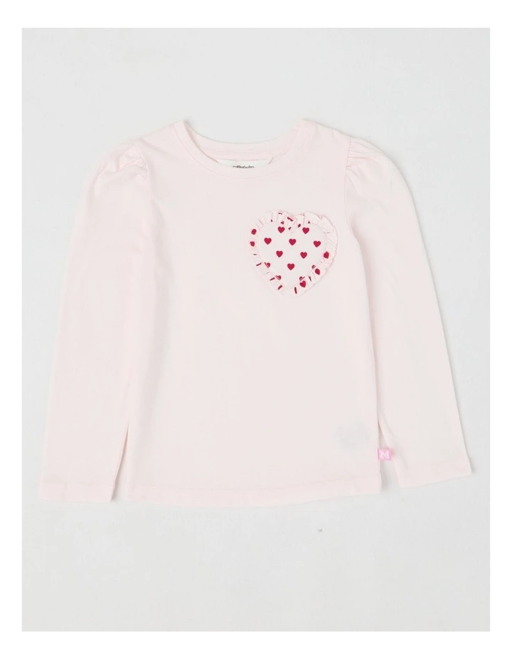 Long Sleeve Applique Top in Heart Pink image 1