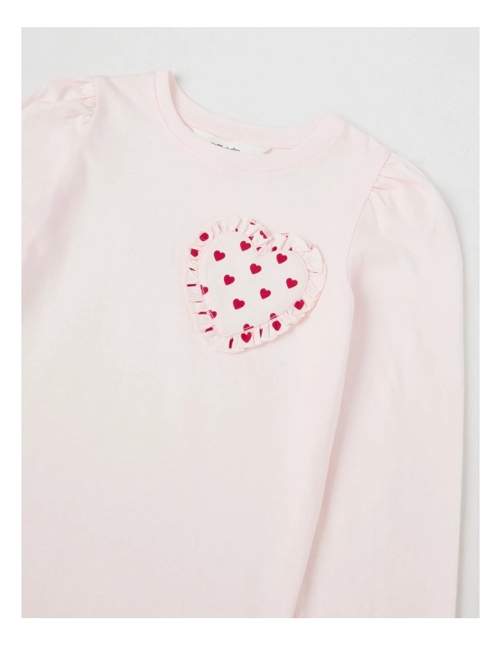 Long Sleeve Applique Top in Heart Pink image 2
