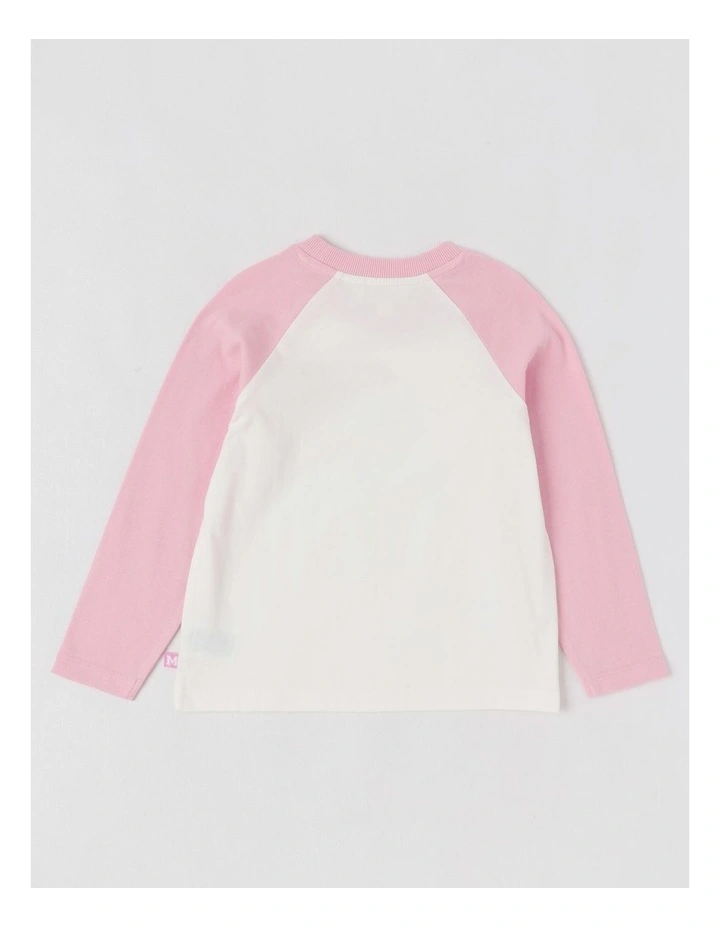 Raglan Knit Top in Pink & White image 3