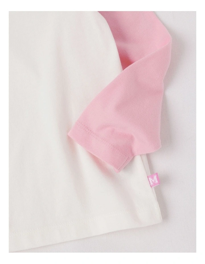 Raglan Knit Top in Pink & White image 4