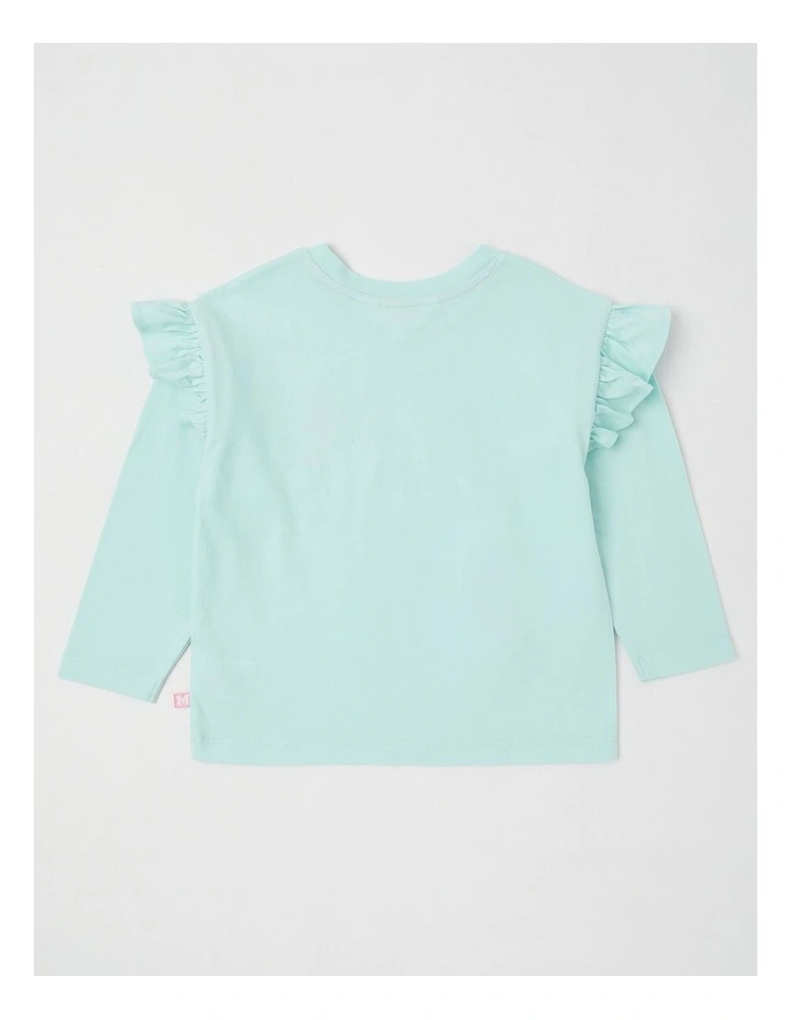 Long Sleeve Frill Top in Unicorn Blue image 3