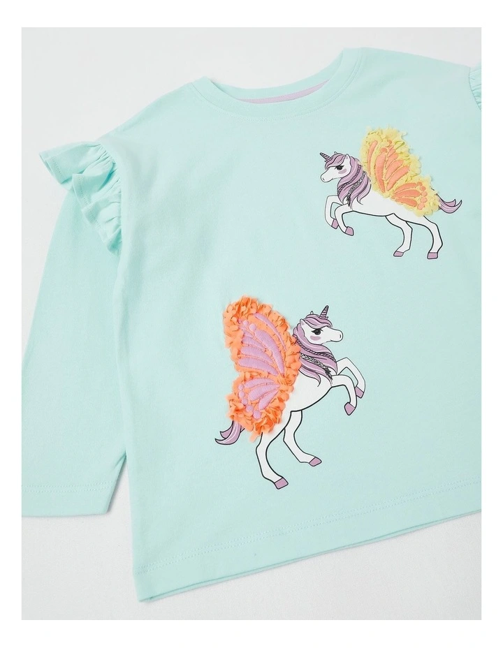 Long Sleeve Frill Top in Unicorn Blue image 4