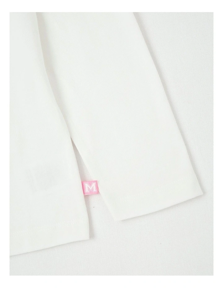 Long Sleeve Applique Tee in Bow White image 4