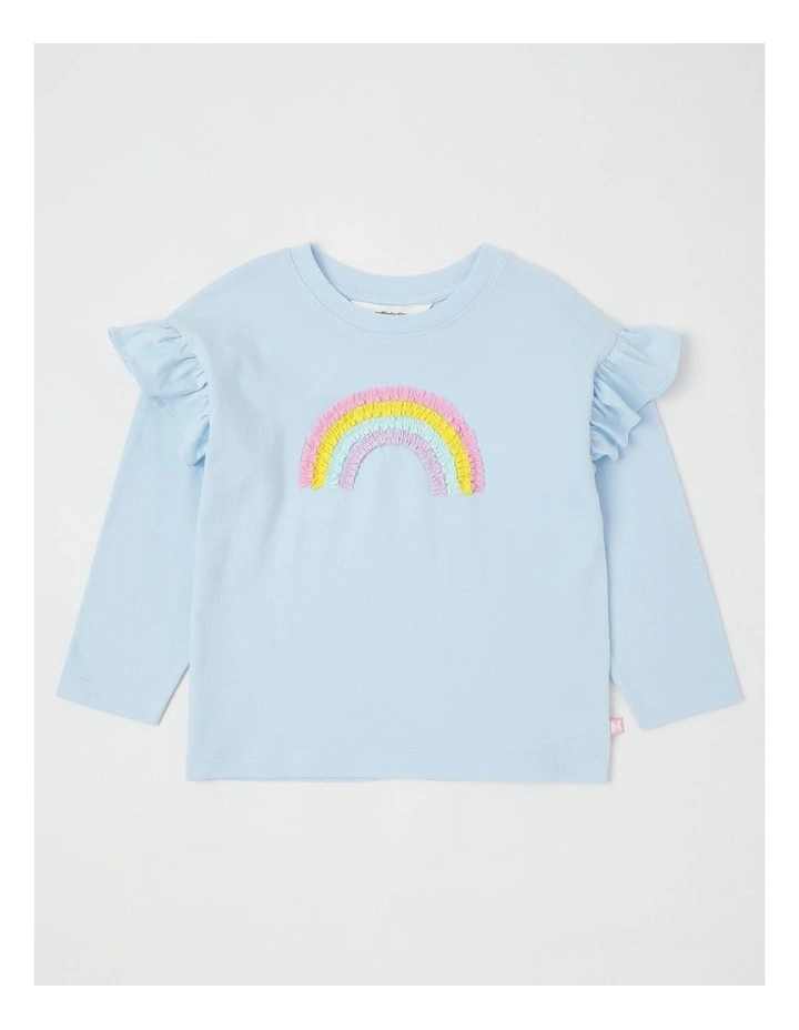 Long Sleeve Frill Top in Blue image 1