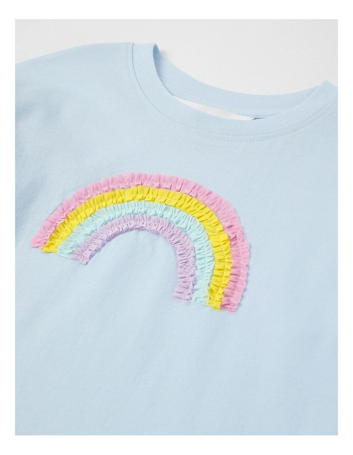 Long Sleeve Frill Top in Blue image 2