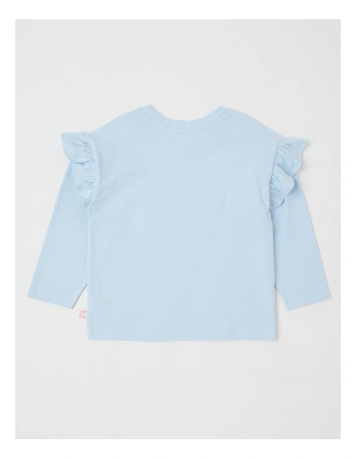 Long Sleeve Frill Top in Blue image 3