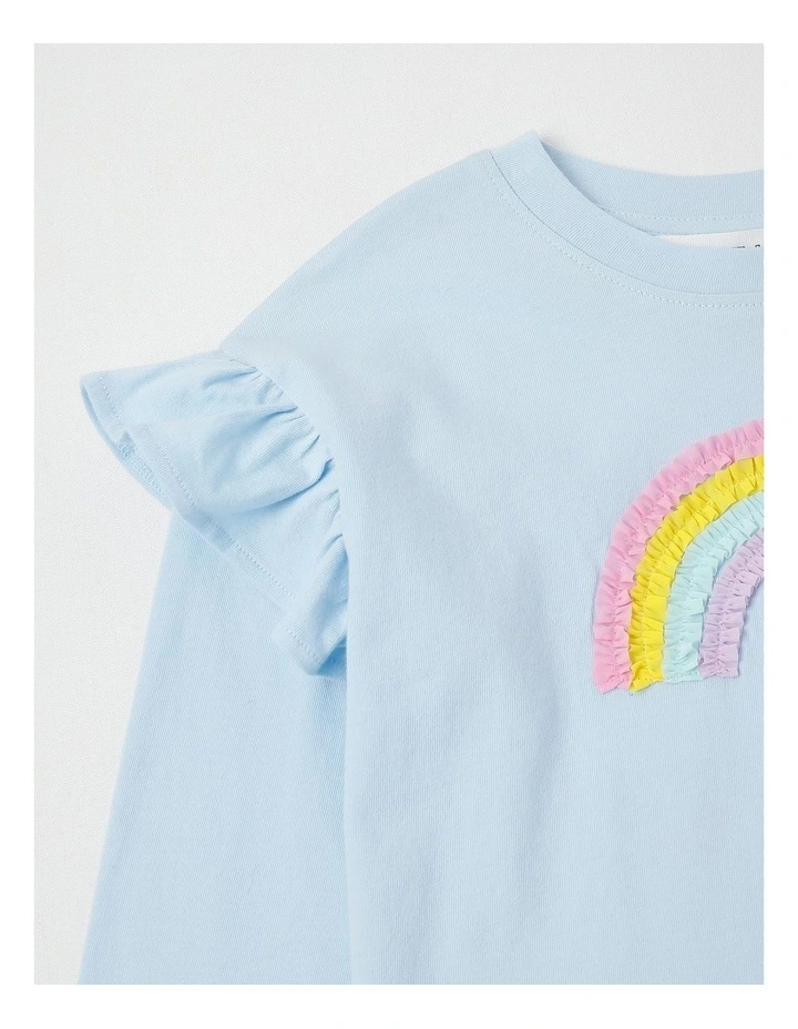 Long Sleeve Frill Top in Blue image 4