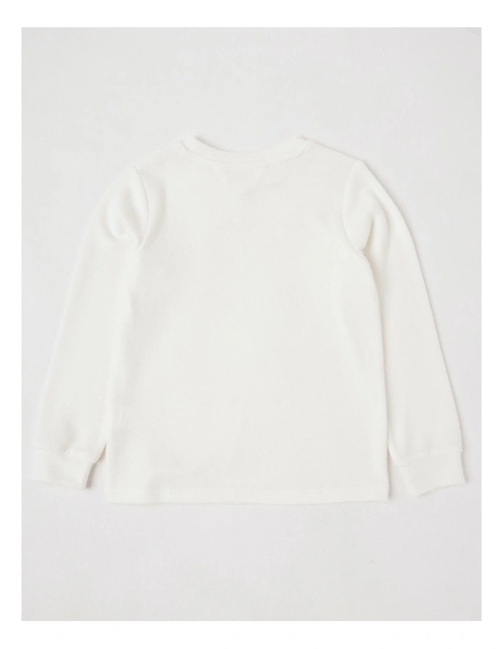 Long Sleeve Cosy Knit with Diamante Heart in Cream image 3