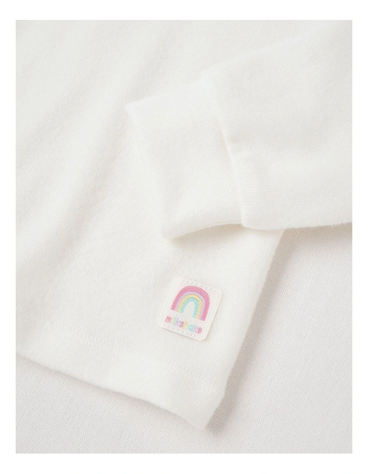 Long Sleeve Cosy Knit with Diamante Heart in Cream image 4