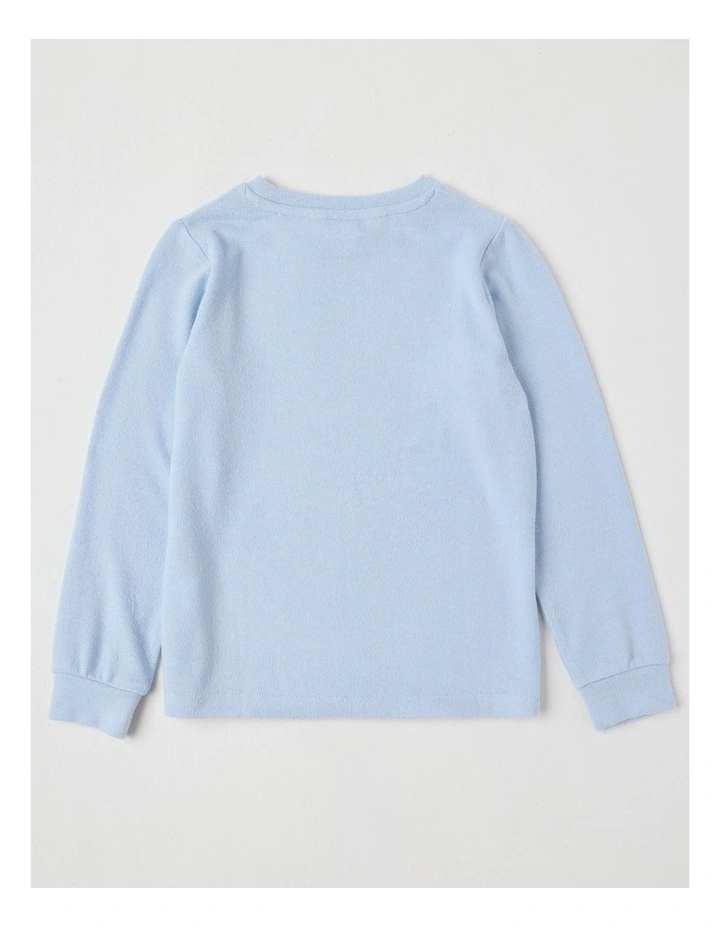 Long Sleeve Cosy Knit with Diamante Bow in Blue image 3