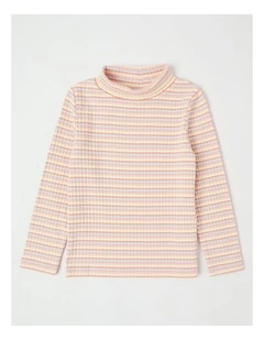 Long Sleeve Mock Neck Knit Top in Rainbow