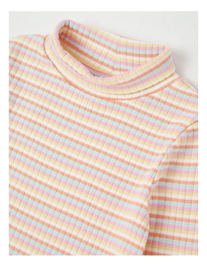 Long Sleeve Mock Neck Knit Top in Rainbow image 2