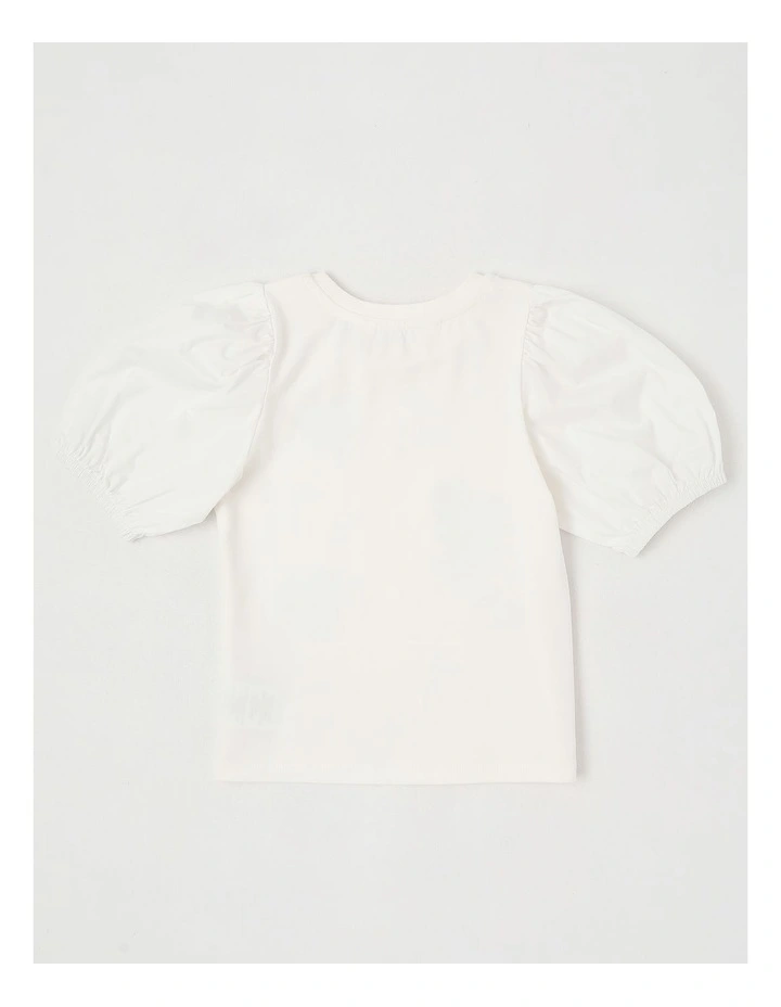Puff Sleeve Sequin Heart Top in Cream image 3