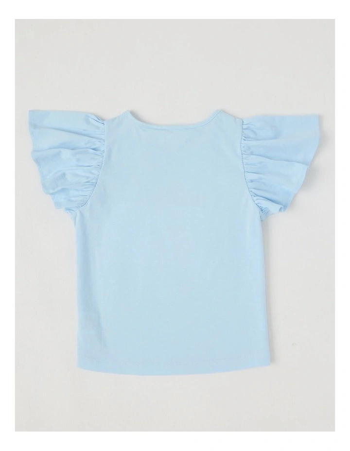 Frill Sleeve Knit Top in Mermaid/Light Blue image 3