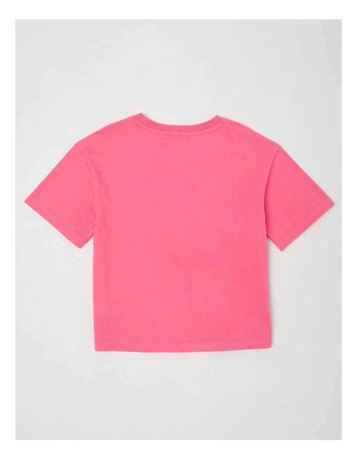 Oversized Tee With Crochet Applique in Hello Summer Daisy/Pink image 3