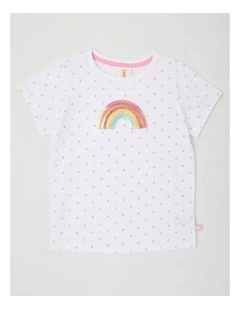 Tableline Sequin Applique T-Shirt in Sequin Rainbow & Dots/White