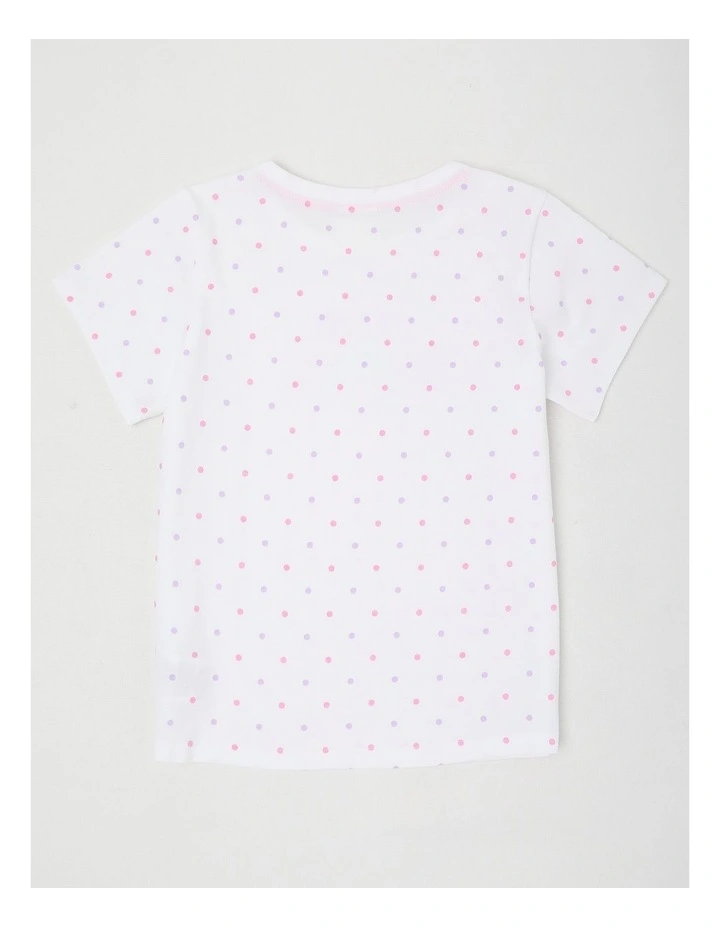 Tableline Sequin Applique T-Shirt in Sequin Rainbow & Dots/White image 3