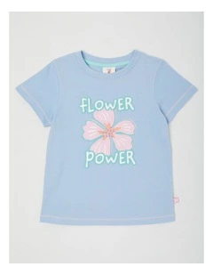 Essentials Short Sleeve Print Tee in Flower Power Blue