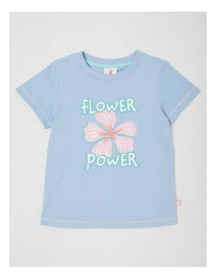 Essentials Short Sleeve Print Tee in Flower Power Blue image 1