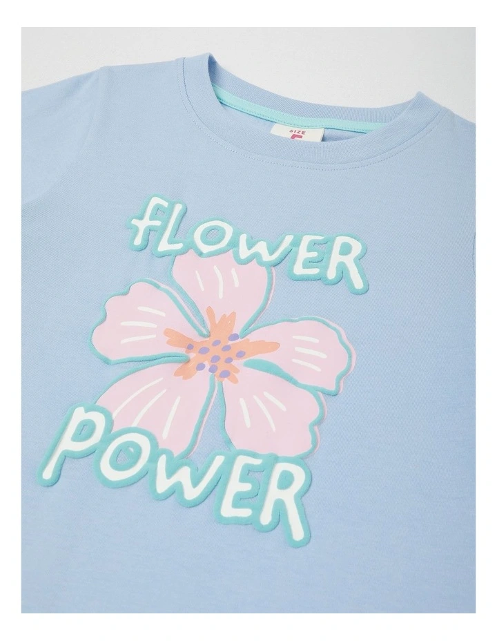 Essentials Short Sleeve Print Tee in Flower Power Blue image 2