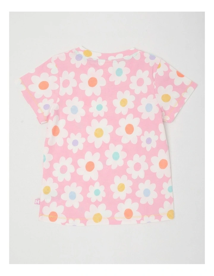 Essentials Short Sleeve Print Tee in Daisies Pink image 3