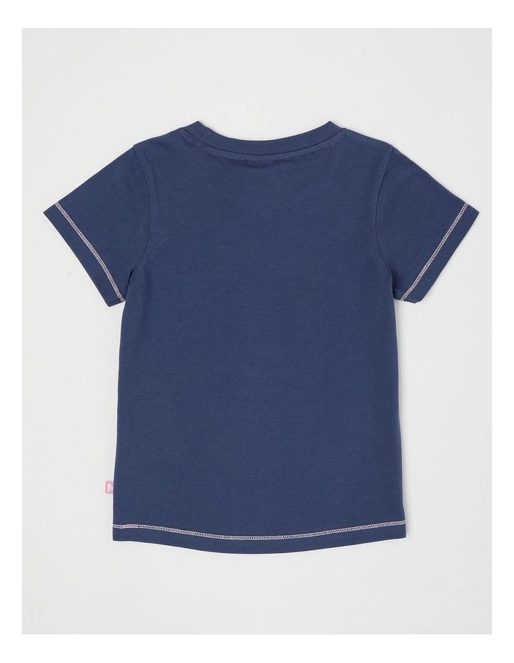 Essentials Short Sleeve Print Tee in Rainbow Smile/Navy image 4