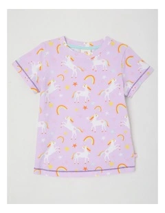 Essentials Short Sleeve Print Tee in Unicorns Aop/Purple