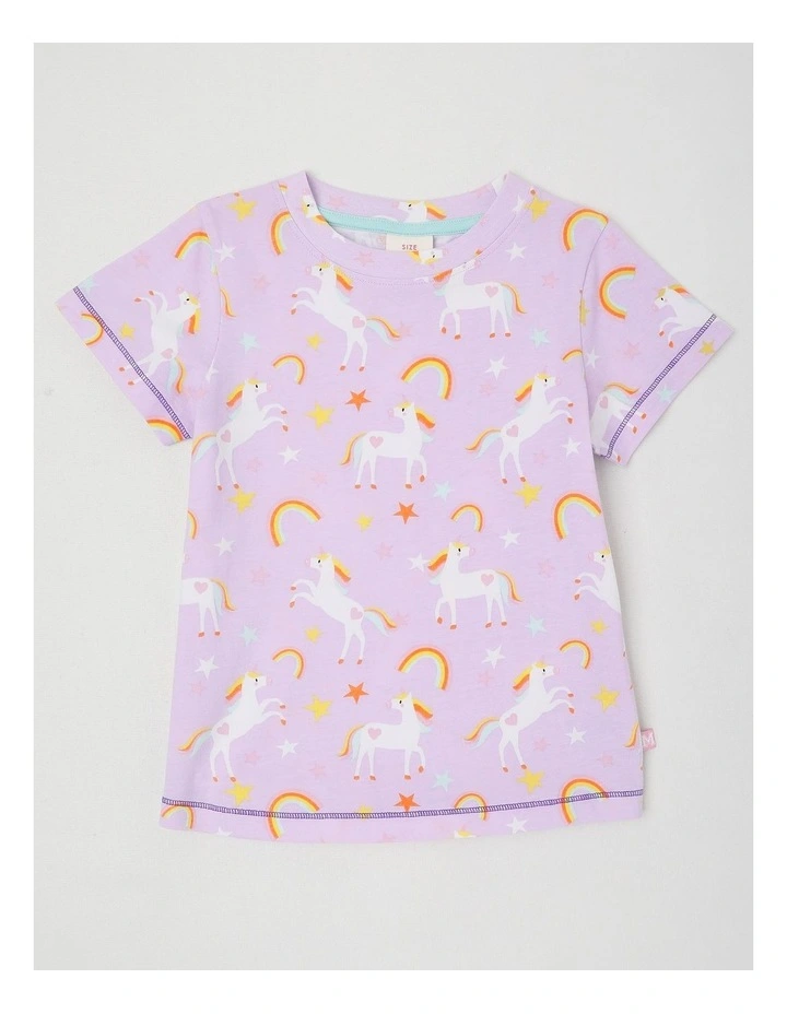 Essentials Short Sleeve Print Tee in Unicorns Aop/Purple image 1