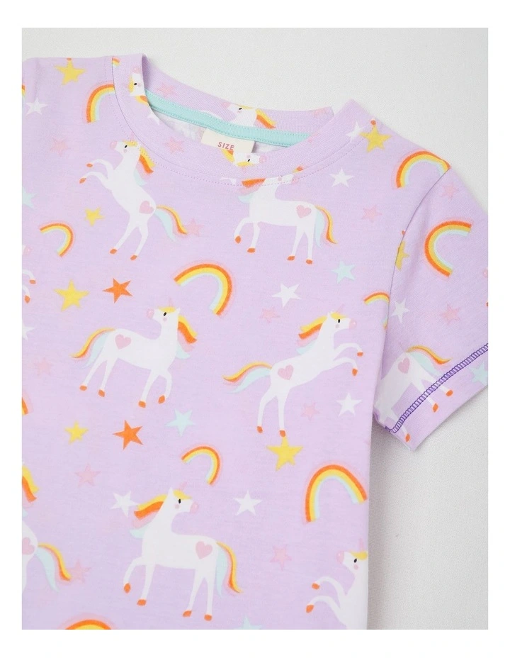 Essentials Short Sleeve Print Tee in Unicorns Aop/Purple image 2