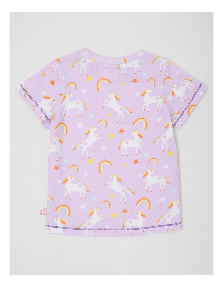 Essentials Short Sleeve Print Tee in Unicorns Aop/Purple image 3