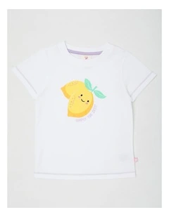Essentials Short Sleeve Print Tee in Simply The Zest/White