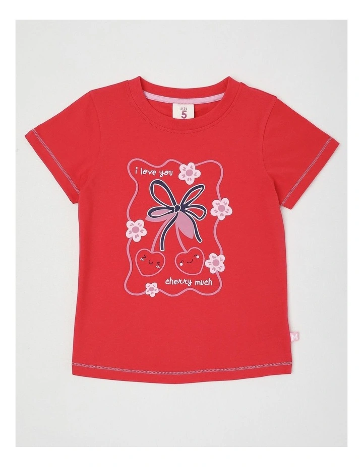 Essentials Short Sleeve Print Tee in Cherry Much Love/Red image 1