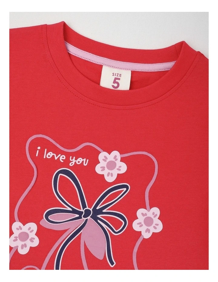 Essentials Short Sleeve Print Tee in Cherry Much Love/Red image 2