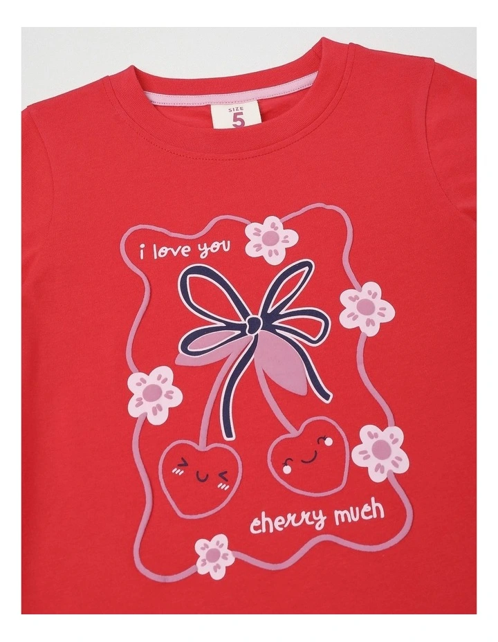 Essentials Short Sleeve Print Tee in Cherry Much Love/Red image 4