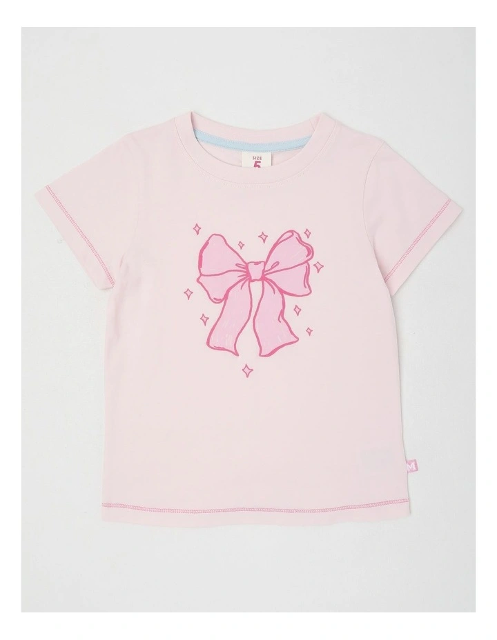 Essentials Short Sleeve Print Tee in Big Bow/Pink image 1