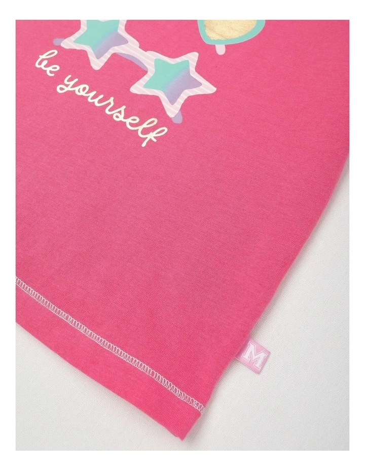 Essentials Short Sleeve Print Tee in Be Yourself 3 Sunglasses/Hot Pink image 4