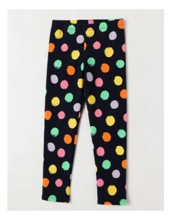 Essentials Polka Dot Fleece Legging in Navy