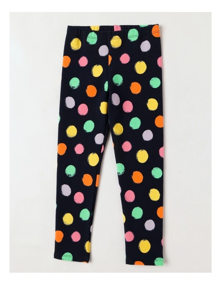 Essentials Polka Dot Fleece Legging in Navy image 1