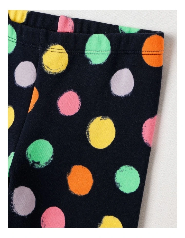 Essentials Polka Dot Fleece Legging in Navy image 2