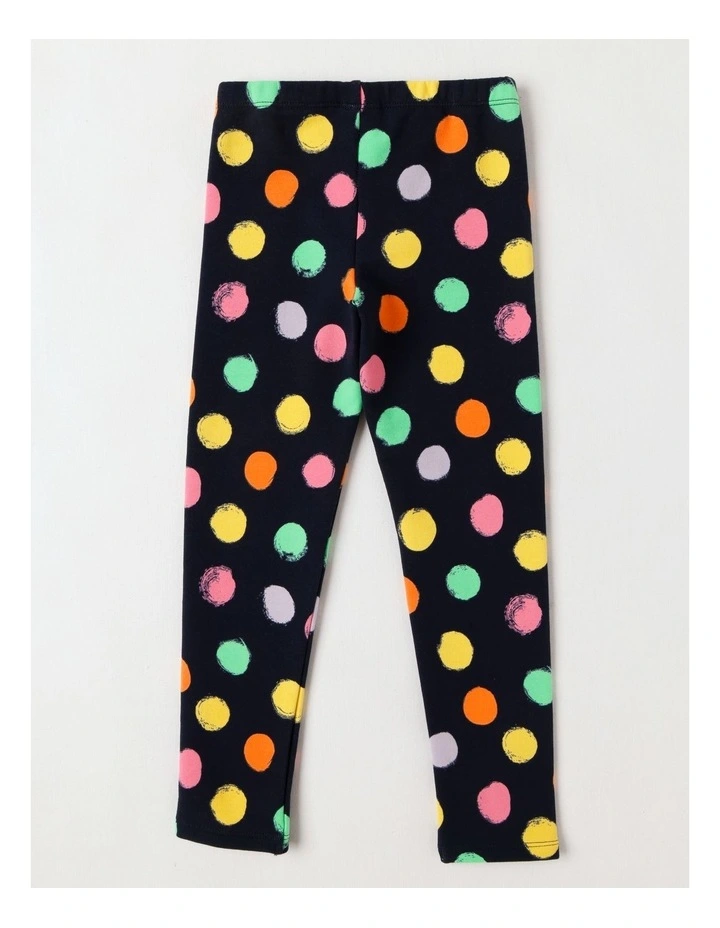 Essentials Polka Dot Fleece Legging in Navy image 3