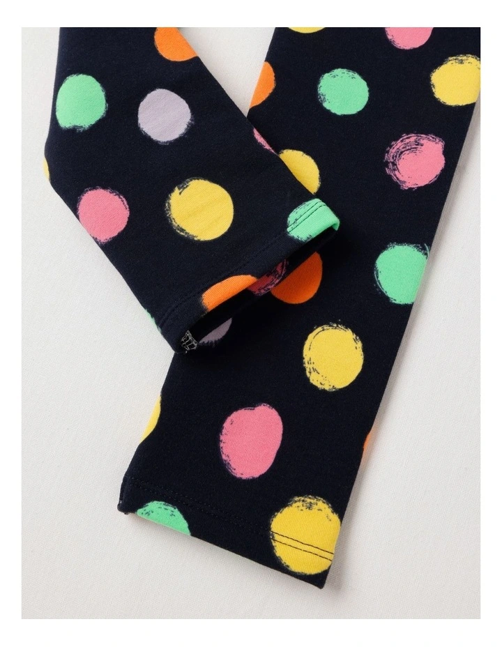 Essentials Polka Dot Fleece Legging in Navy image 4