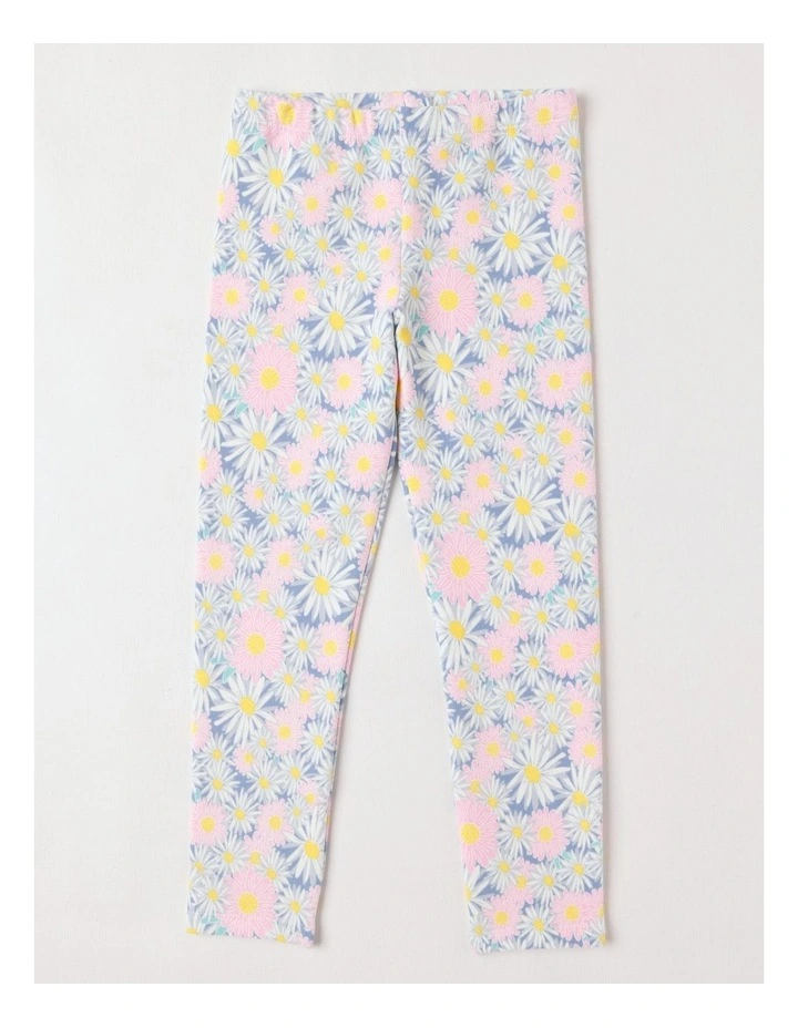 Essentials Daisy Fleece Legging in Pink & White image 1