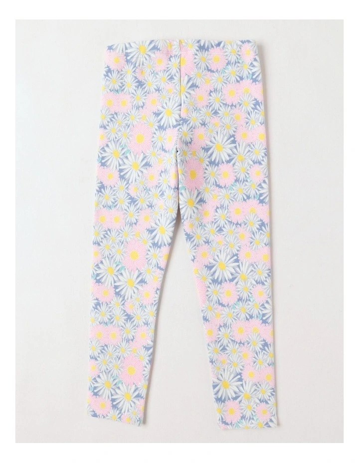 Essentials Daisy Fleece Legging in Pink & White image 3