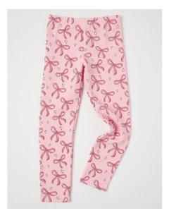 Essentials Bow Fleece Legging in Pink