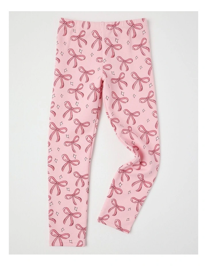 Essentials Bow Fleece Legging in Pink image 1